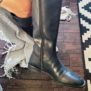 Women Round Toe Black Knee High Boot